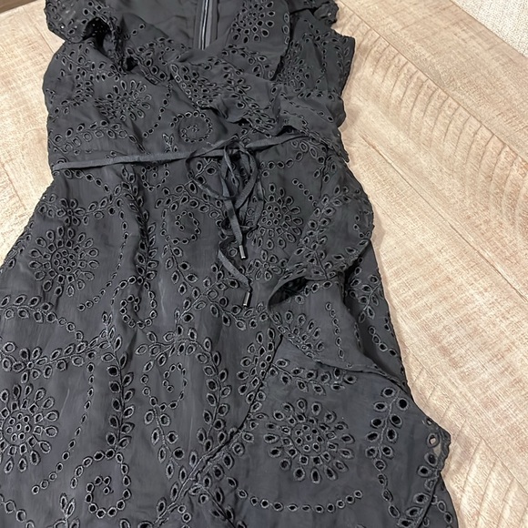 White House Black Market black eyelet faux wrap dress - Picture 3 of 7
